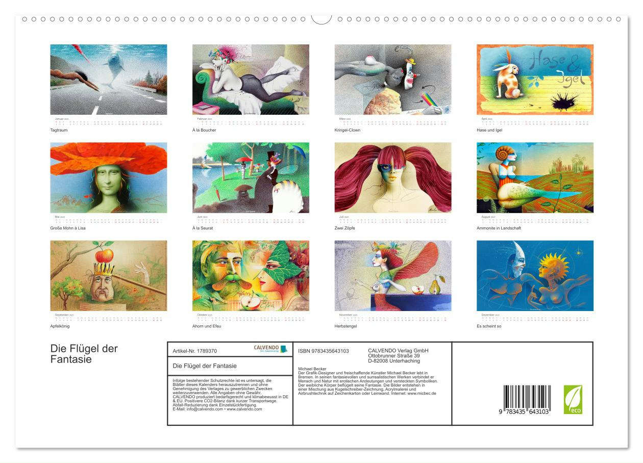 Beispielinhalt (Bild) Die Flügel der Fantasie (hochwertiger Premium Wandkalender 2025 DIN A2 quer), Kunstdruck in Hochglanz