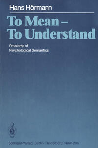 Vorderes Coverbild To Mean — To Understand