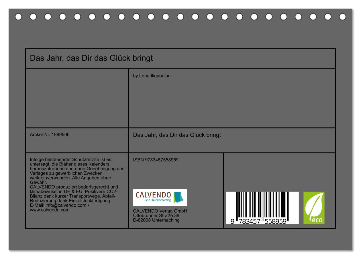 Beispielinhalt (Bild) Das Jahr, das Dir das Glück bringt (Tischkalender 2026 DIN A5 quer), CALVENDO Monatskalender