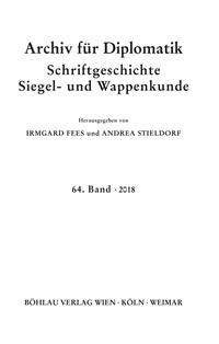 Vorderes Coverbild Archiv für Diplomatik, Schriftgeschichte, Siegel- und Wappenkunde