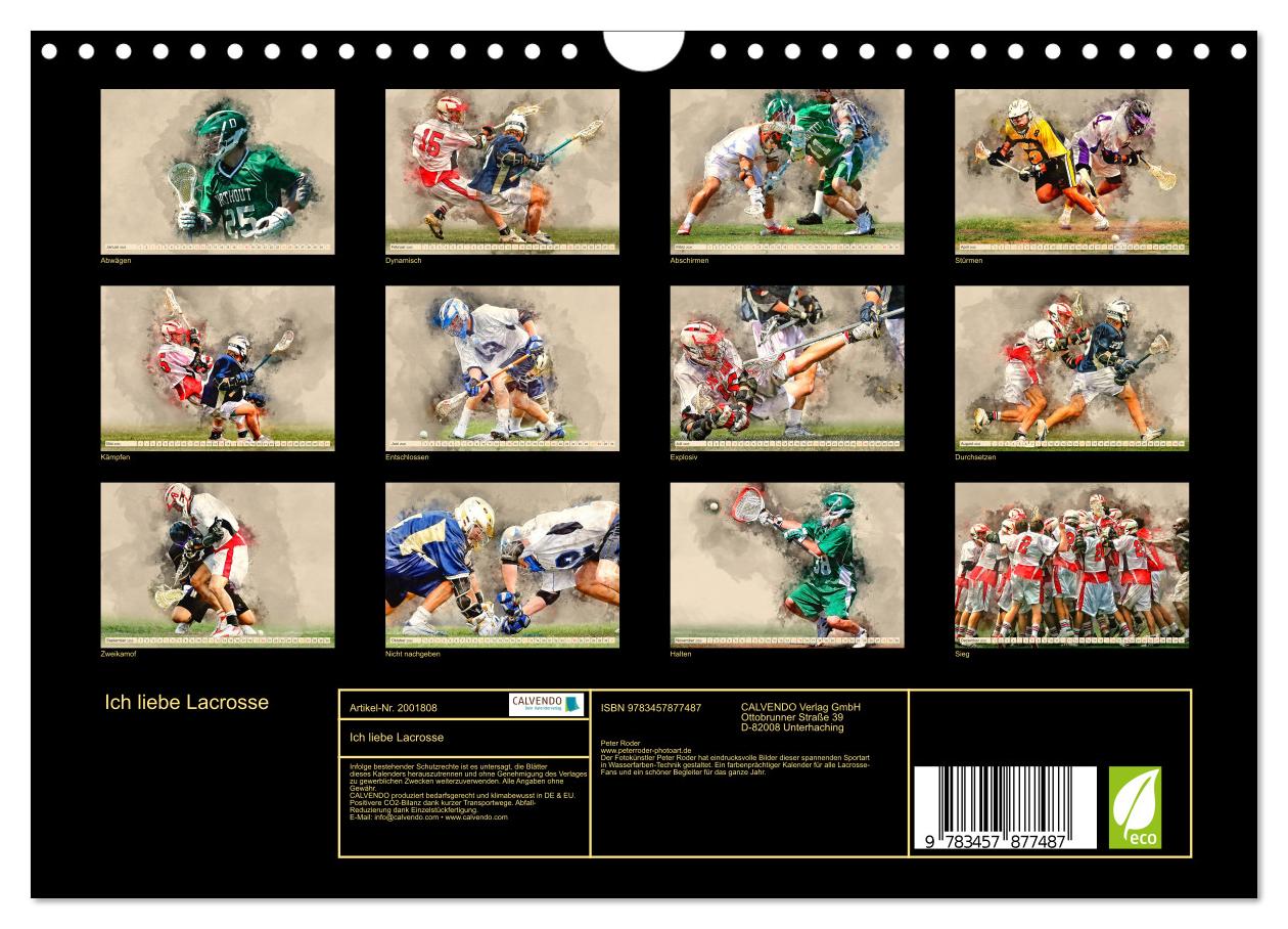 Beispielinhalt (Bild) Ich liebe Lacrosse (Wandkalender 2026 DIN A4 quer), CALVENDO Monatskalender