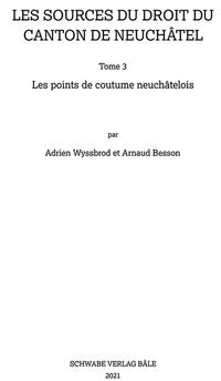 Vorderes Coverbild Les points de coutume neuchâtelois