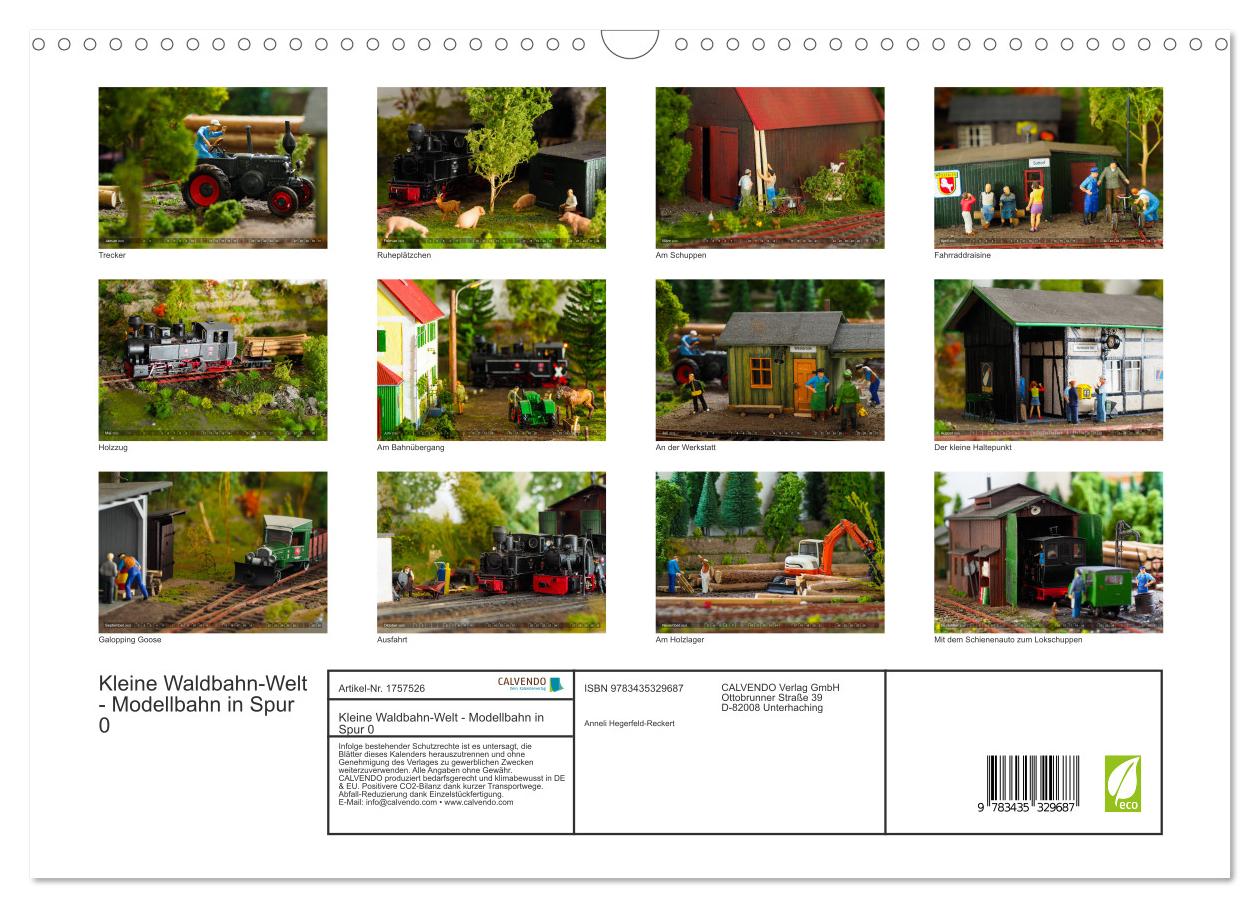 Beispielinhalt (Bild) Kleine Waldbahn-Welt - Modellbahn in Spur 0 (Wandkalender 2025 DIN A3 quer), CALVENDO Monatskalender
