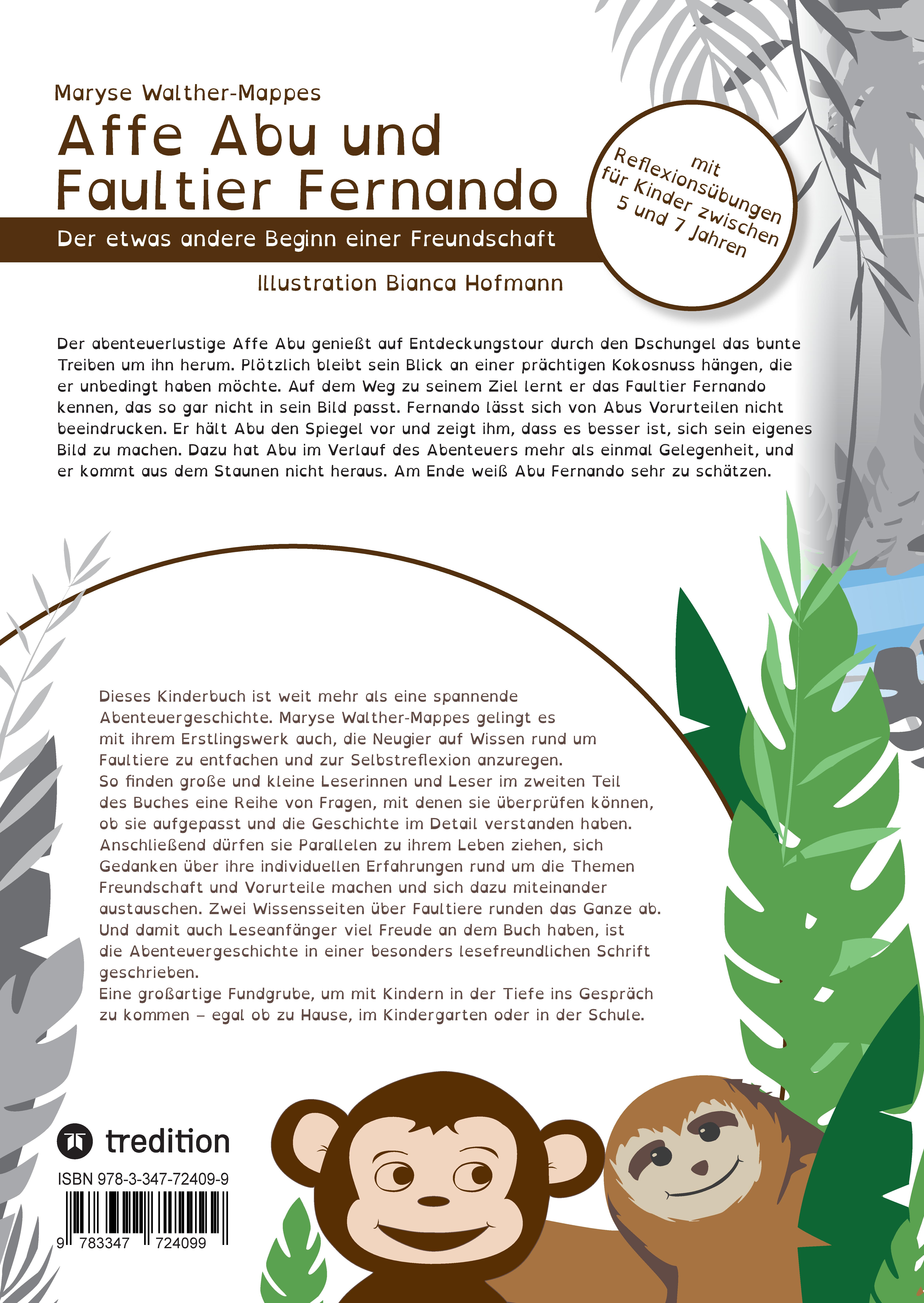 Rückseitencover Affe Abu und Faultier Fernando