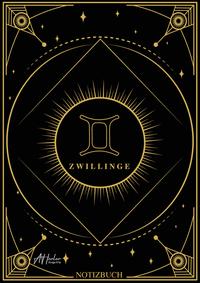Vorderes Coverbild Edles Notizbuch Sternzeichen Zwillinge | Designed by Alfred Herler