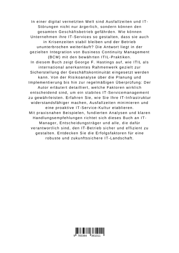 Rückseitencover Business Continuity nach ITIL