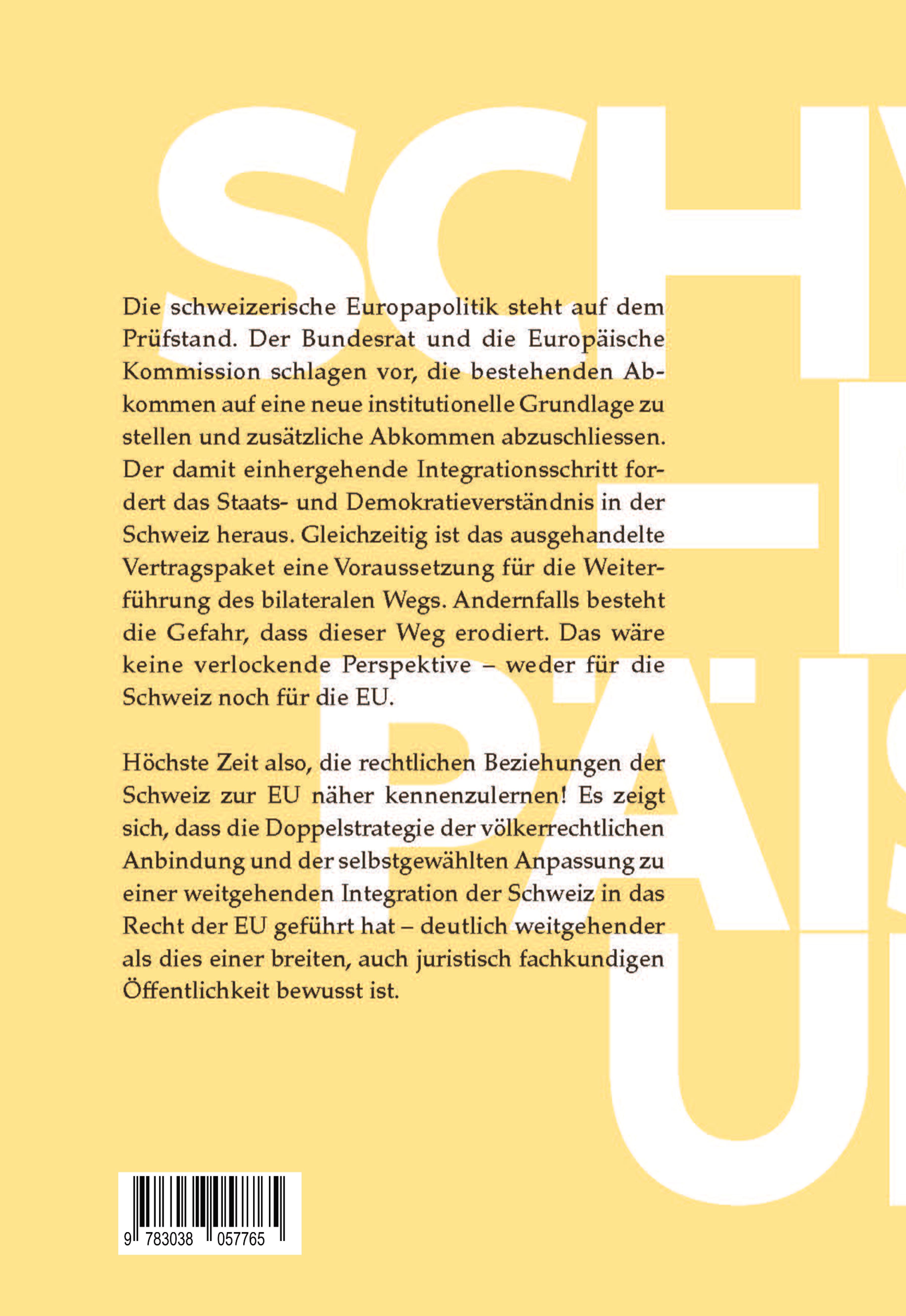 Rückseitencover Schweiz – Europäische Union