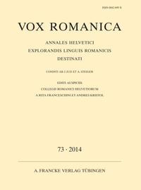 Vorderes Coverbild Vox Romanica 73 (2014)