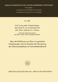 Vorderes Coverbild Über die Einführung von Fluor in organische Verbindungen und zur Kenntnis der Fluorierung des Chloracetaldehyds mit Schwefeltetrafluorid