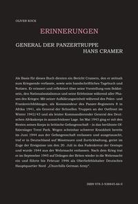 Vorderes Coverbild General der Panzertruppen Hans Cramer - Erinnerungen