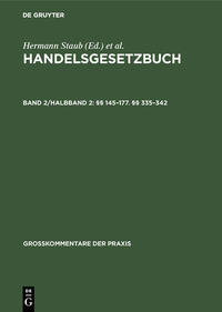 Vorderes Coverbild Handelsgesetzbuch / §§ 145–177. §§ 335–342