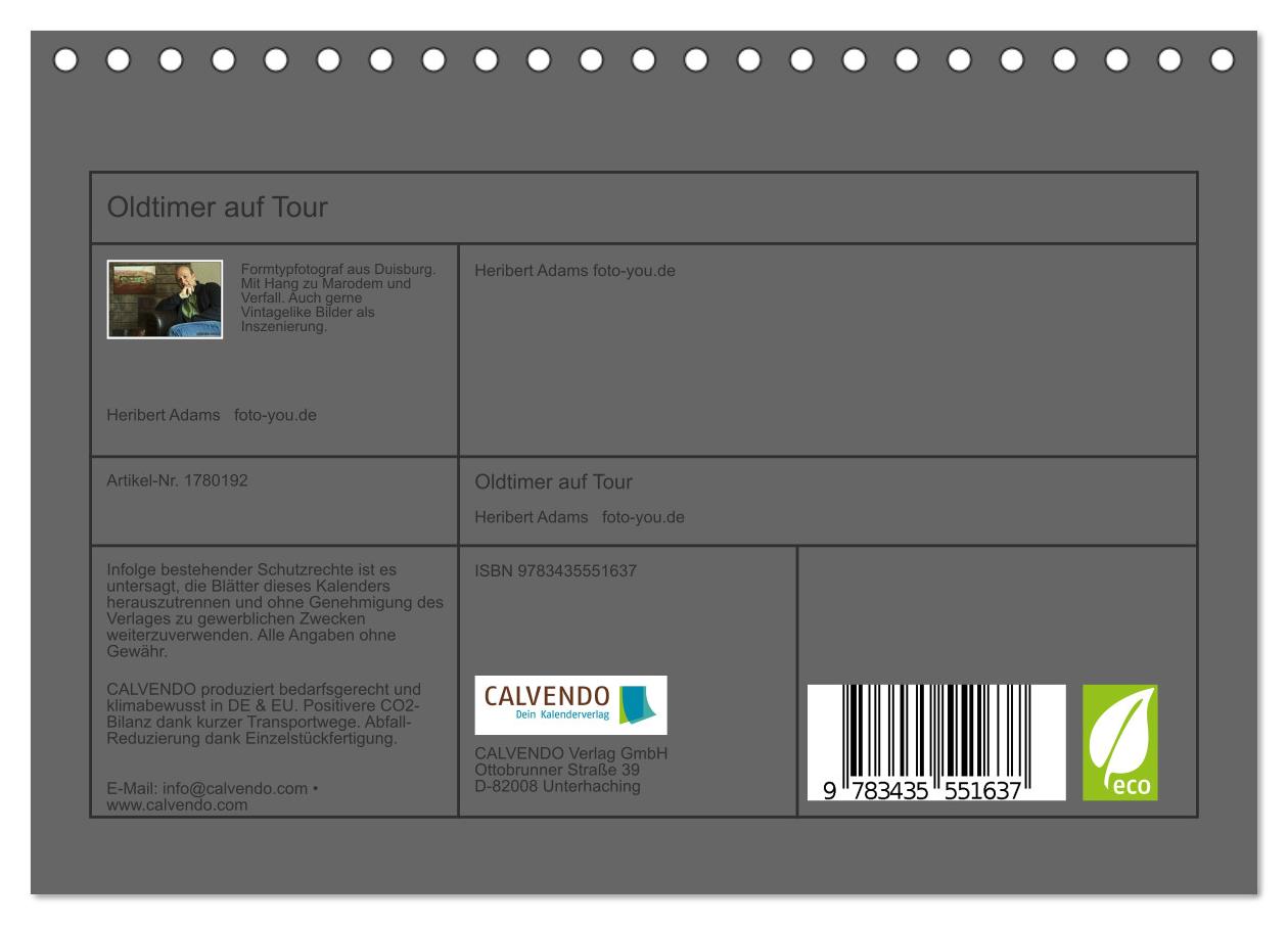Beispielinhalt (Bild) Oldtimer auf Tour (Tischkalender 2025 DIN A5 quer), CALVENDO Monatskalender