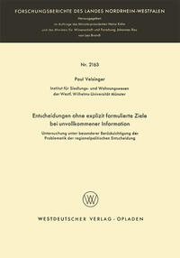 Vorderes Coverbild Entscheidungen ohne explizit formulierte Ziele bei unvollkommener Information