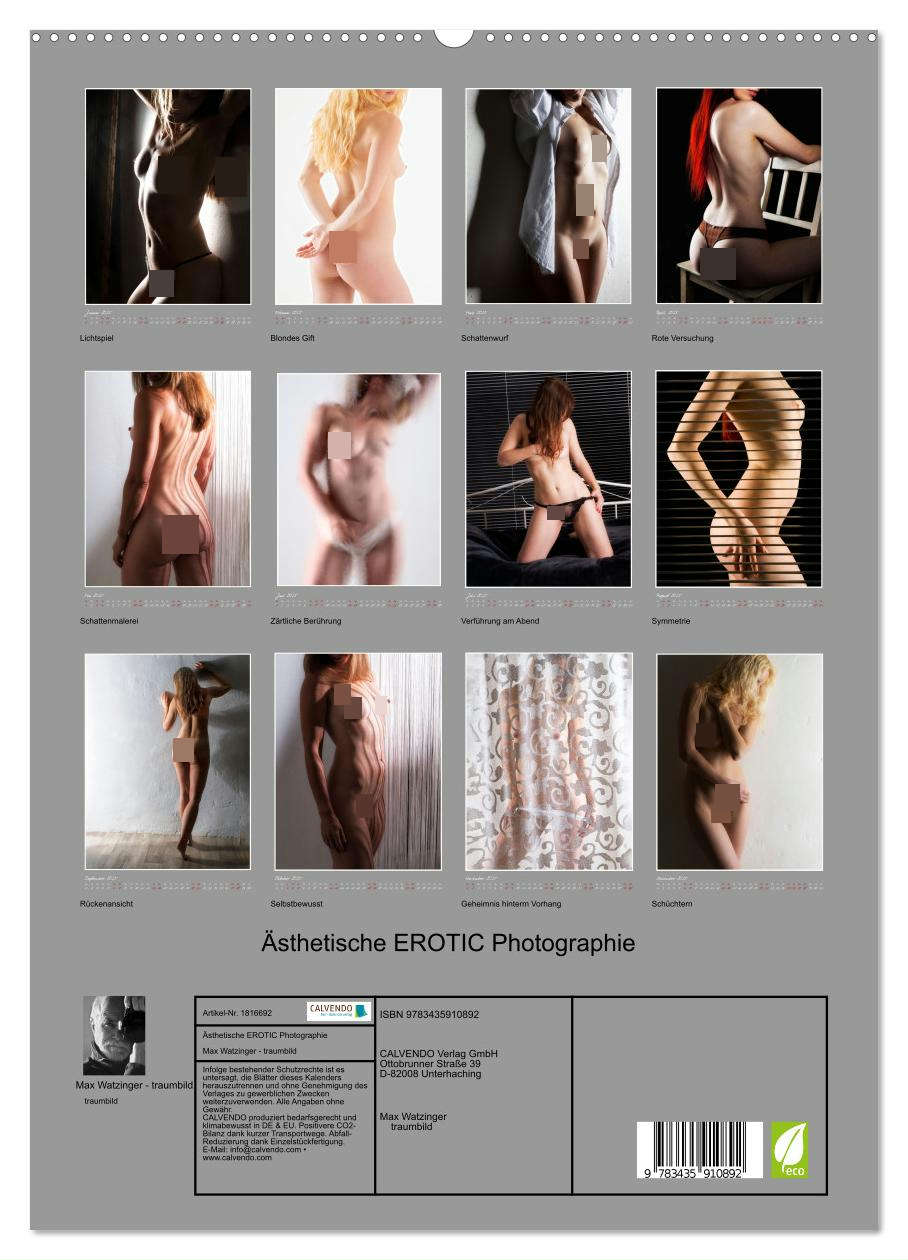 Beispielinhalt (Bild) Ästhetische EROTIC Photographie (hochwertiger Premium Wandkalender 2025 DIN A2 hoch), Kunstdruck in Hochglanz