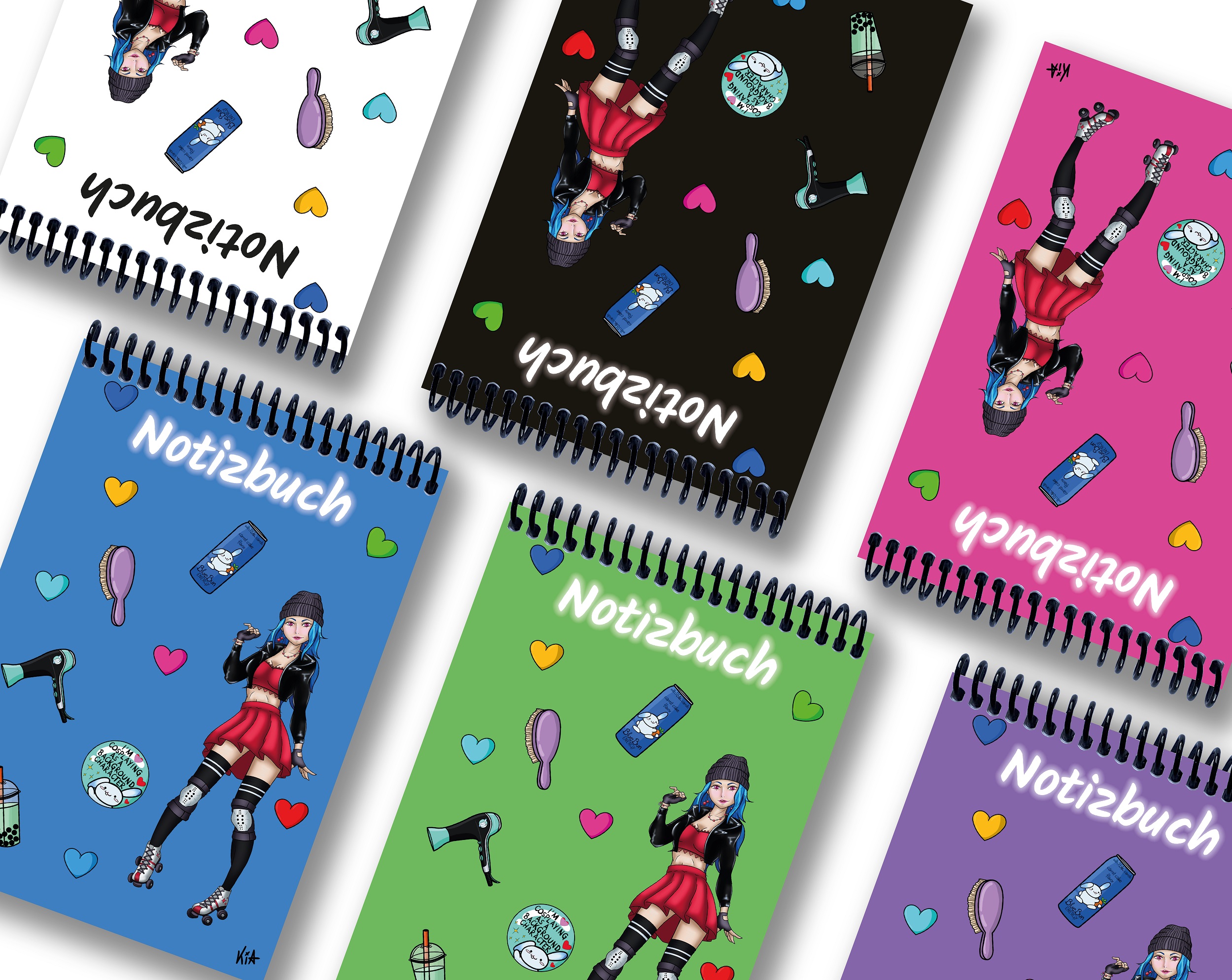 Werbematerial (Bild) A 4 Notizblock Manga Enora, lila, blanko