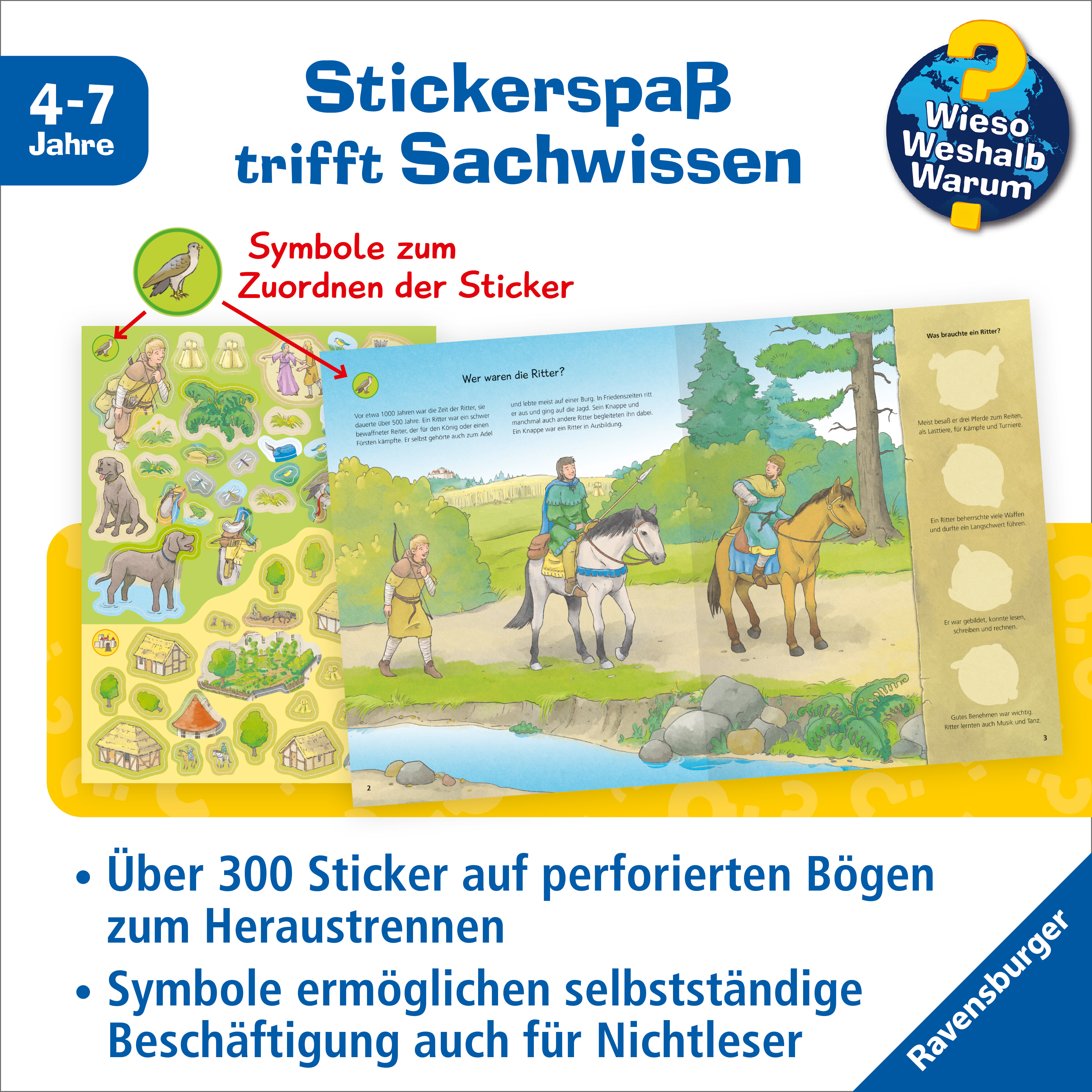 Beispielinhalt (Bild) Wieso? Weshalb? Warum? Stickerheft - Ritter