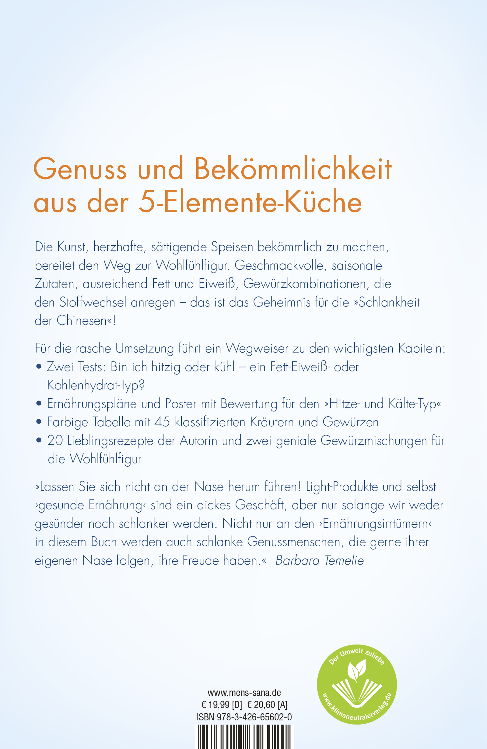 Rückseitencover Mit der 5-Elemente-Ernährung zur Wohlfühlfigur