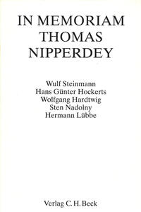 Vorderes Coverbild In Memoriam Thomas Nipperdey