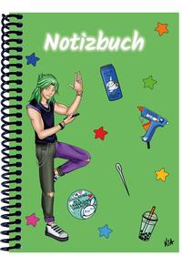 Vorderes Coverbild A 4 Notizbuch Manga Quinn, grün, kariert