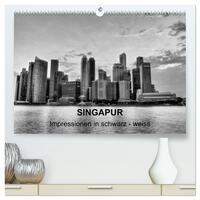 Vorderes Coverbild Singapur - Impressionen in schwarz - weiss (hochwertiger Premium Wandkalender 2026 DIN A2 quer), Kunstdruck in Hochglanz