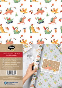 Vorderes Coverbild Kinder Geschenkpapier Set "Weihnachten/ Dinosaurier"