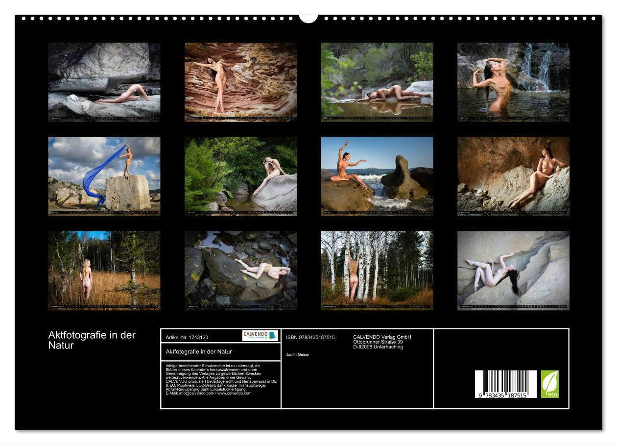 Beispielinhalt (Bild) Aktfotografie in der Natur (hochwertiger Premium Wandkalender 2025 DIN A2 quer), Kunstdruck in Hochglanz