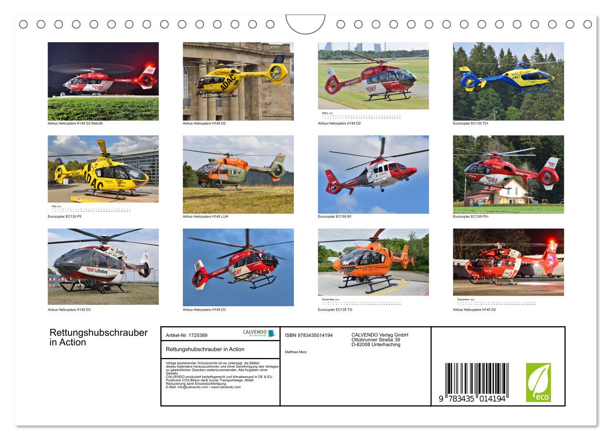 Beispielinhalt (Bild) Rettungshubschrauber in Action (Wandkalender 2025 DIN A4 quer), CALVENDO Monatskalender