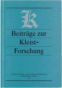 Vorderes Coverbild Beiträge zur Kleist-Forschung 1999