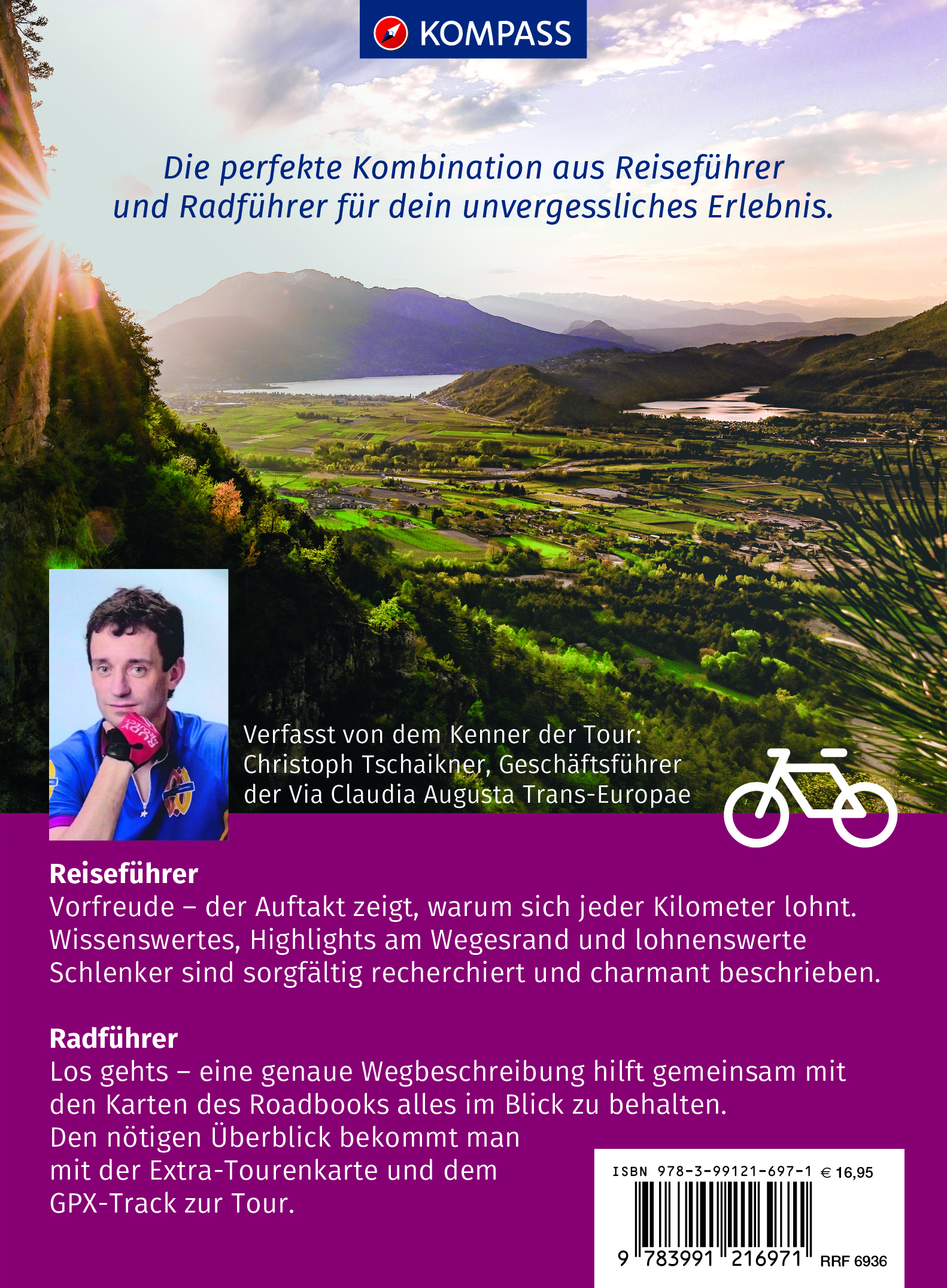 Rückseitencover KOMPASS Radreiseführer Via Claudia Augusta