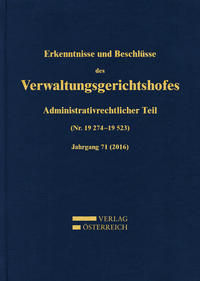 Vorderes Coverbild Erkenntnisse und Beschlüsse des Verwaltungsgerichtshofes