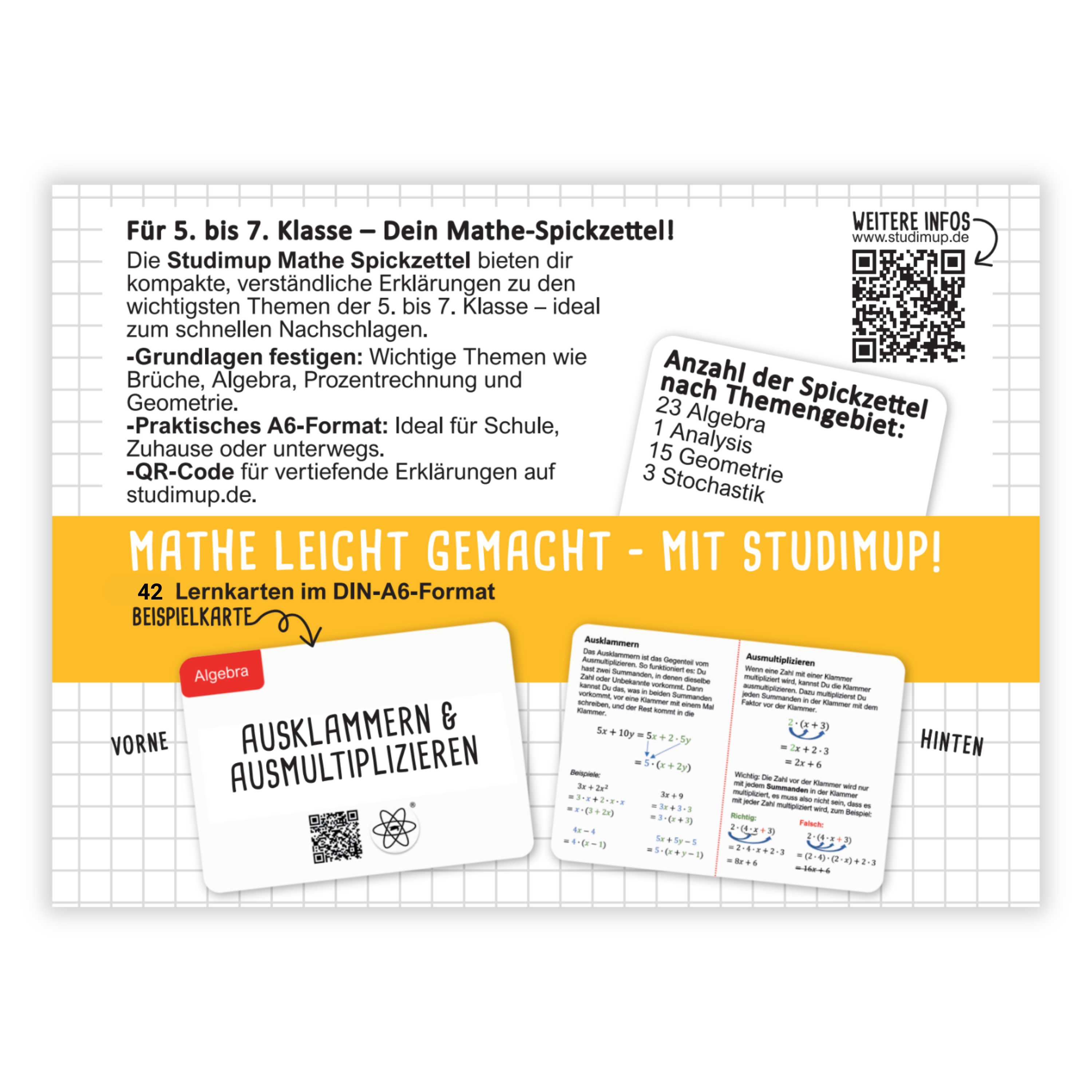 Rückseitencover Mathe Spickzettel A6 Pro: Lernkarten für die 5.-7. Klasse
