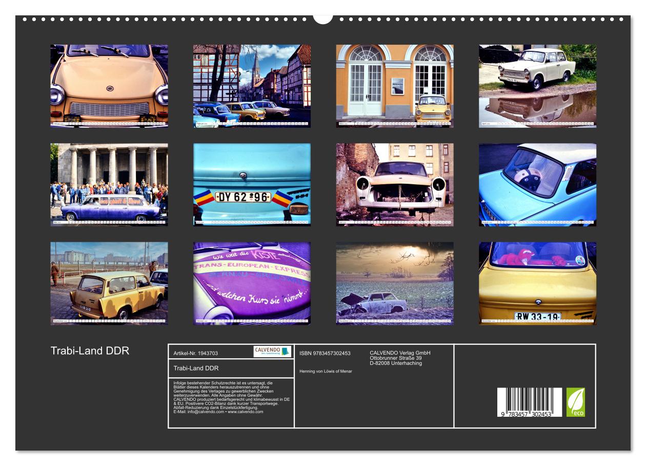 Beispielinhalt (Bild) Trabi-Land DDR (hochwertiger Premium Wandkalender 2026 DIN A2 quer), Kunstdruck in Hochglanz