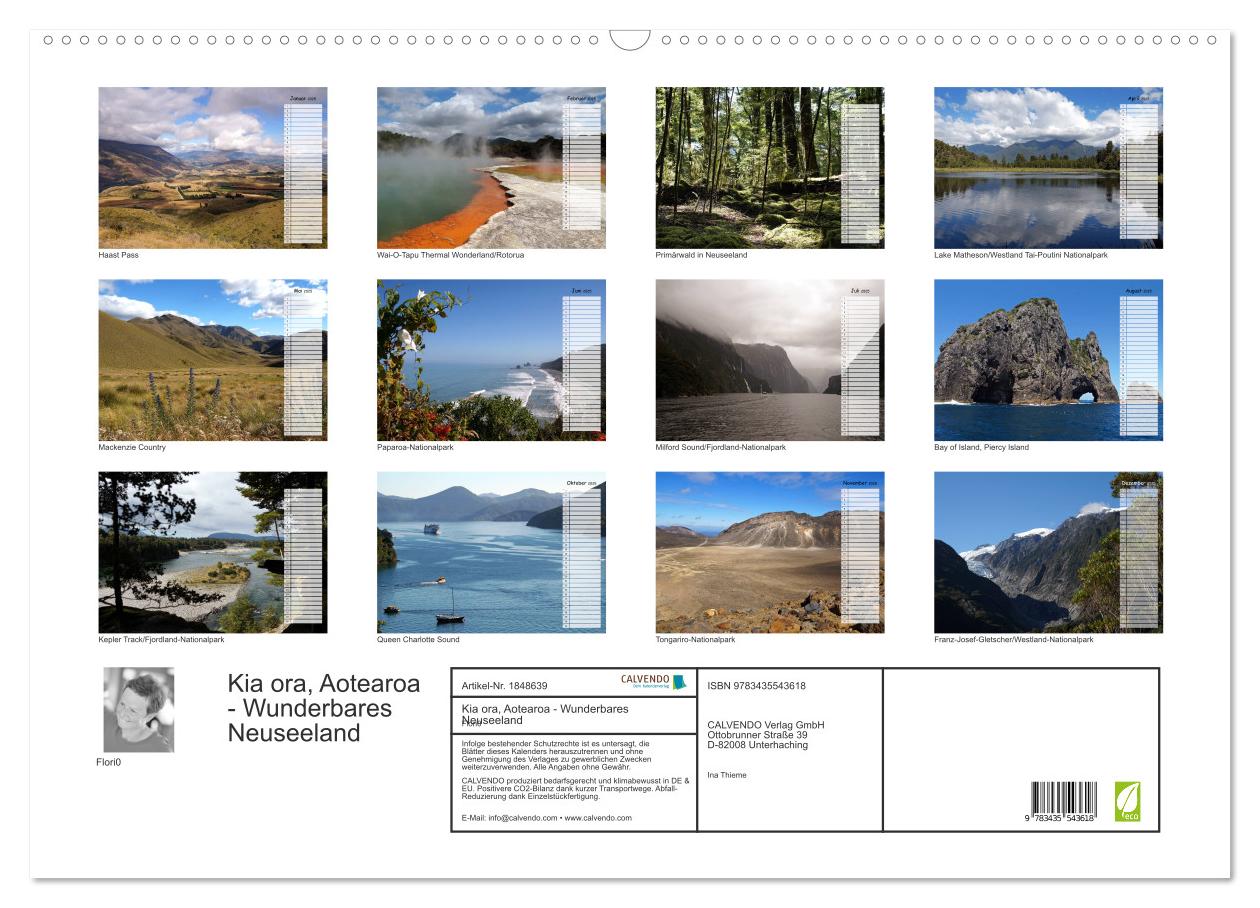 Beispielinhalt (Bild) Kia ora, Aotearoa - Wunderbares Neuseeland (Wandkalender 2025 DIN A2 quer), CALVENDO Monatskalender