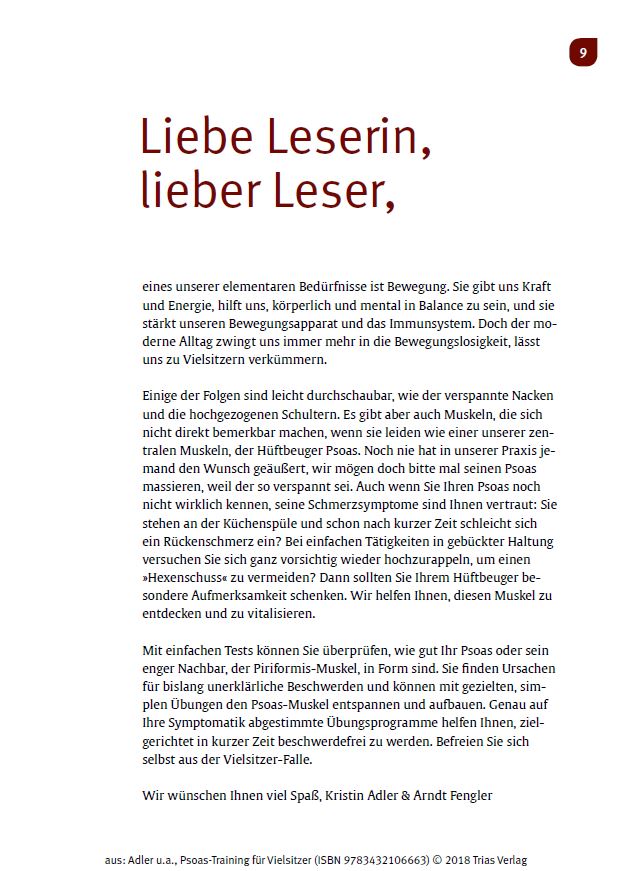 Beispielinhalt (Bild) Psoas-Training für Vielsitzer