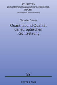 Vorderes Coverbild Quantität und Qualität der europäischen Rechtsetzung