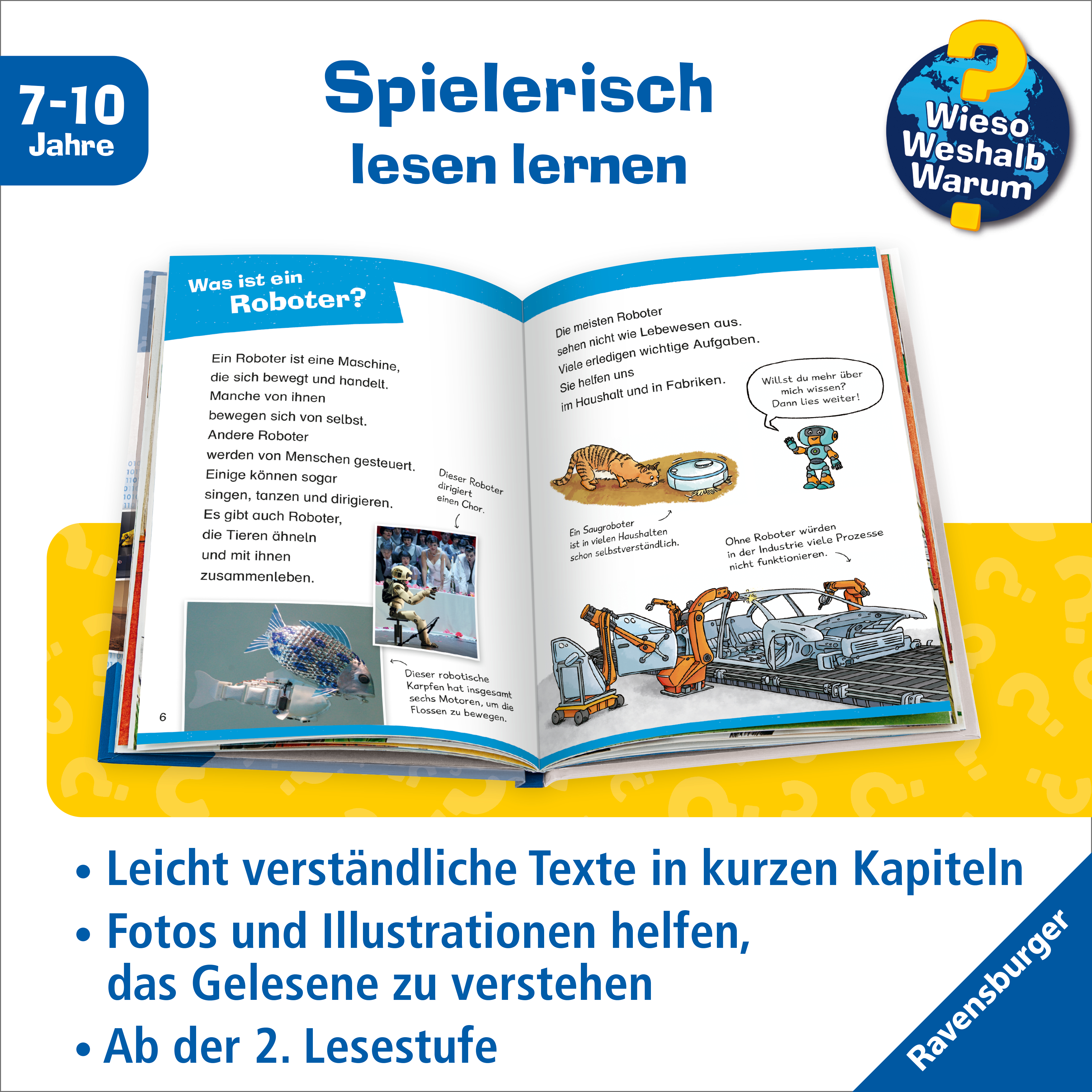Beispielinhalt (Bild) Wieso? Weshalb? Warum? Erstleser, Band 14 - Roboter