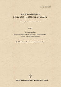 Vorderes Coverbild Geldwertbewußtsein und Sparerverhalten