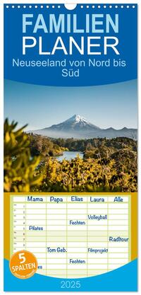 Vorderes Coverbild Familienplaner 2025 - Neuseeland von Nord bis Süd mit 5 Spalten (Wandkalender, 21 x 45 cm) CALVENDO