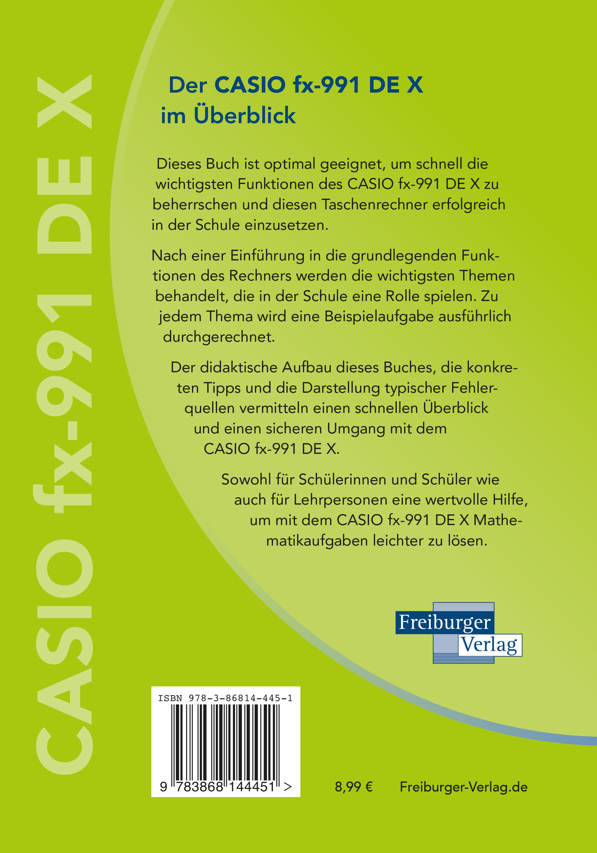 Rückseitencover CASIO fx-991DE X im Überblick