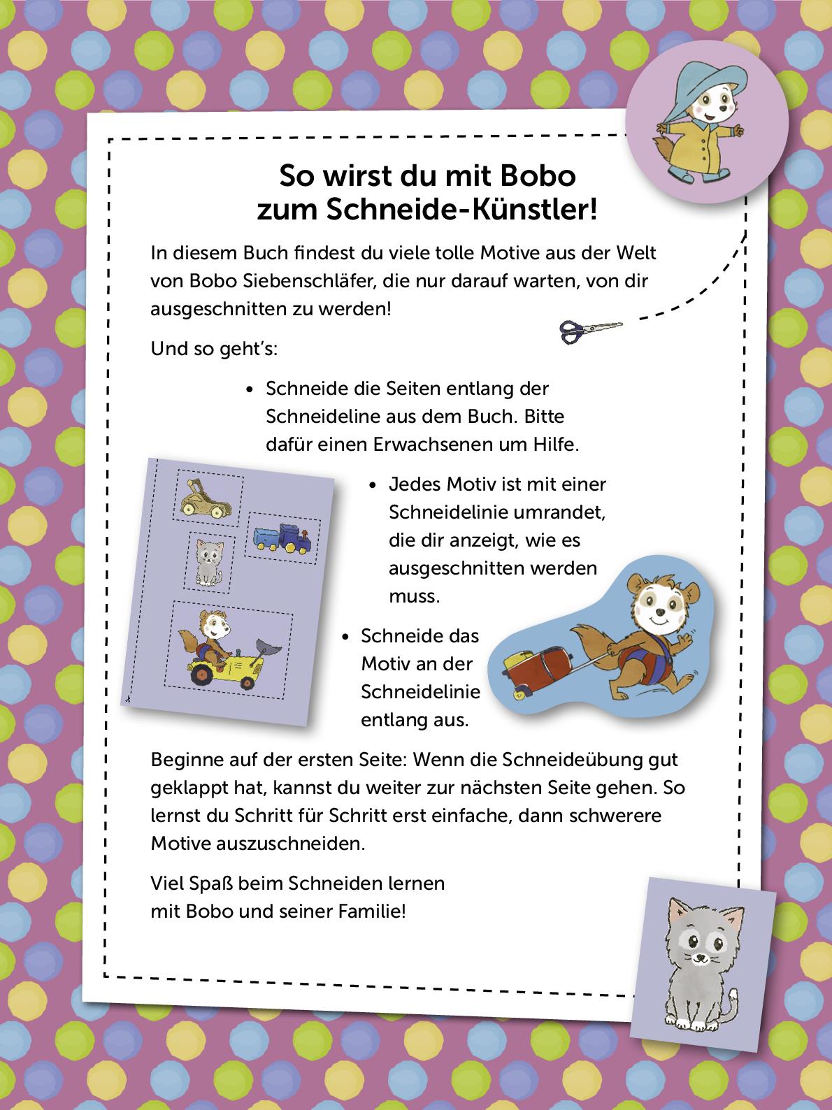 Beispielinhalt (Bild) Bobo Siebenschläfer Mein erstes Ausschneidebuch