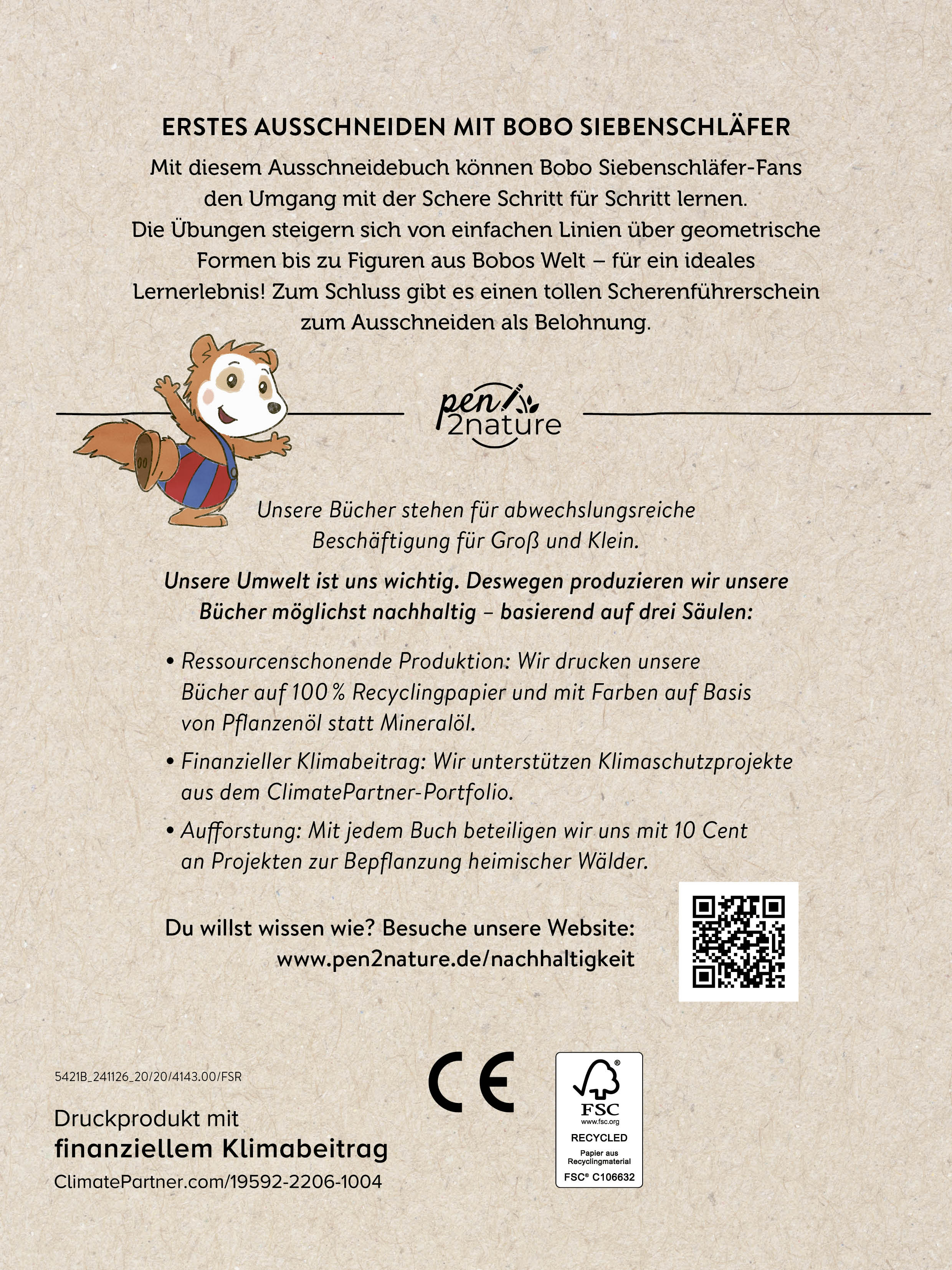 Rückseitencover Bobo Siebenschläfer Mein erstes Ausschneidebuch