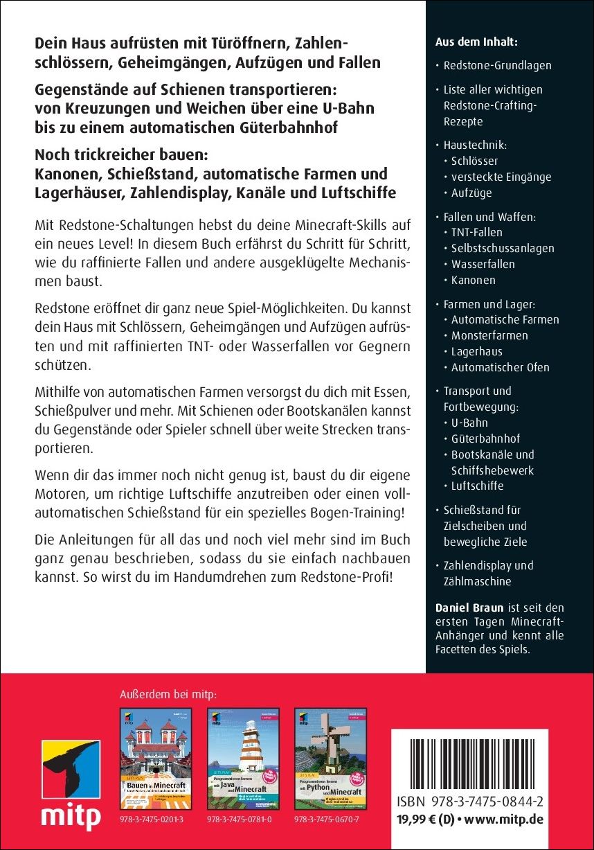 Rückseitencover Let´s Play. Dein Redstone-Guide