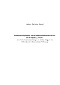 Vorderes Coverbild Metaphernprogramme der rechtsextremen französischen Wochenzeitung Rivarol.