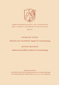 Vorderes Coverbild Technische und wirtschaftliche Aspekte der Automatisierung. Arbeitswissenschaftliche Aspekte der Automatisierung