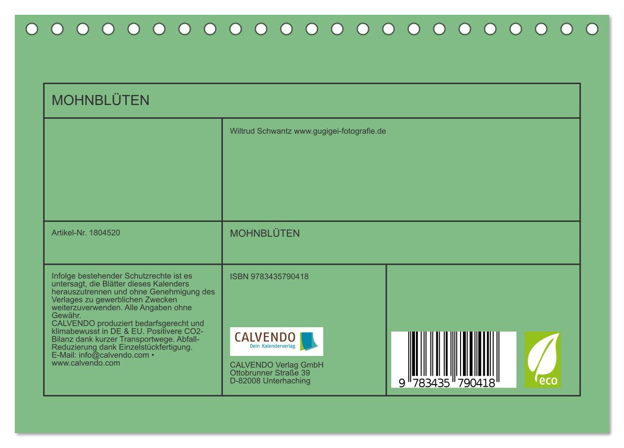 Beispielinhalt (Bild) MOHNBLÜTEN (Tischkalender 2025 DIN A5 quer), CALVENDO Monatskalender