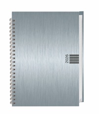 Vorderes Coverbild Wochen-Cheftimer A5, Alu silber 2026