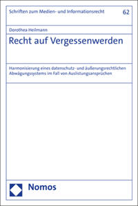 Vorderes Coverbild Recht auf Vergessenwerden