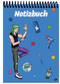 Vorderes Coverbild A 5 Notizblock Manga Quinn, blau, liniert