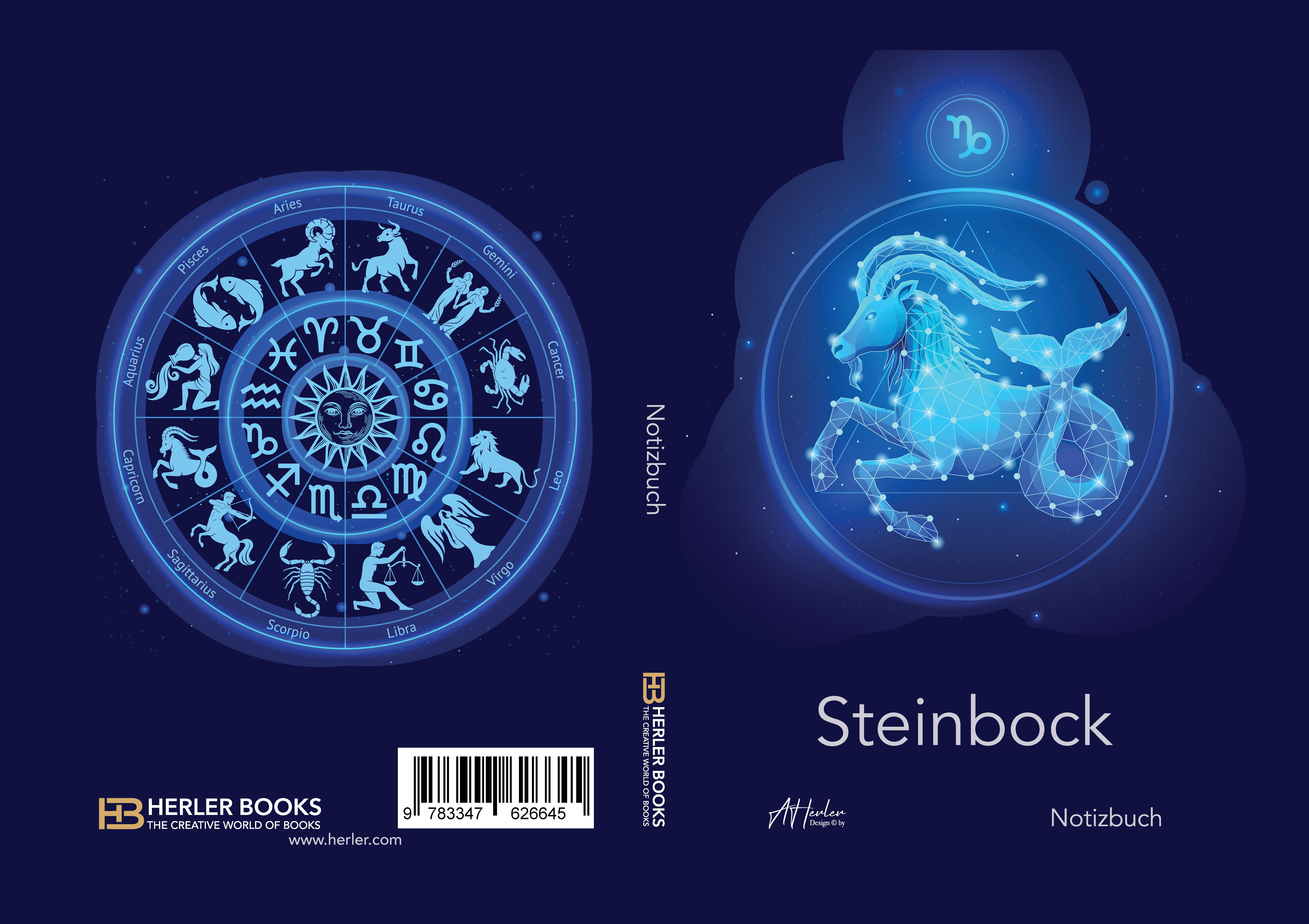 Gesamtes Coverbild Sternzeichen Steinbock Notizbuch | Designed by Alfred Herler