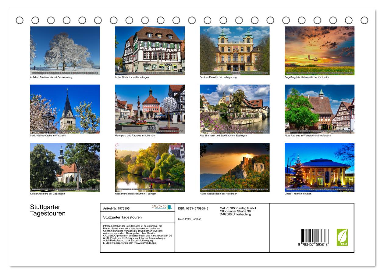 Beispielinhalt (Bild) Stuttgarter Tagestouren (Tischkalender 2026 DIN A5 quer), CALVENDO Monatskalender